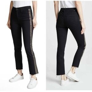 MOTHER‎ The Rascal Ankle Fray Black Jeans Guilty Treasures Sz 25 Beaded Sides